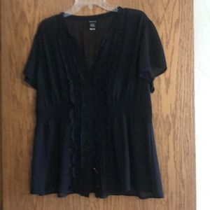 Torrid black sheer baby doll blouse